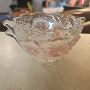Elegant Pink Floral Glass Bowl
